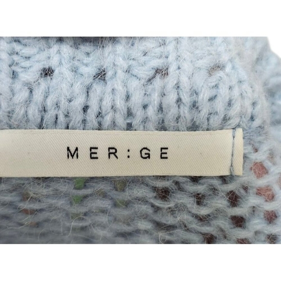 Merge Blue Ribbed Knit Button Front Cardigan Women’s V-Neck Long Sleeve Sweater - Picture 5 of 10